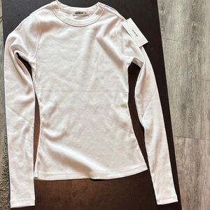 NWT Buck Mason XS White Surplus Rib Long Sleeve Crew Retail $88
